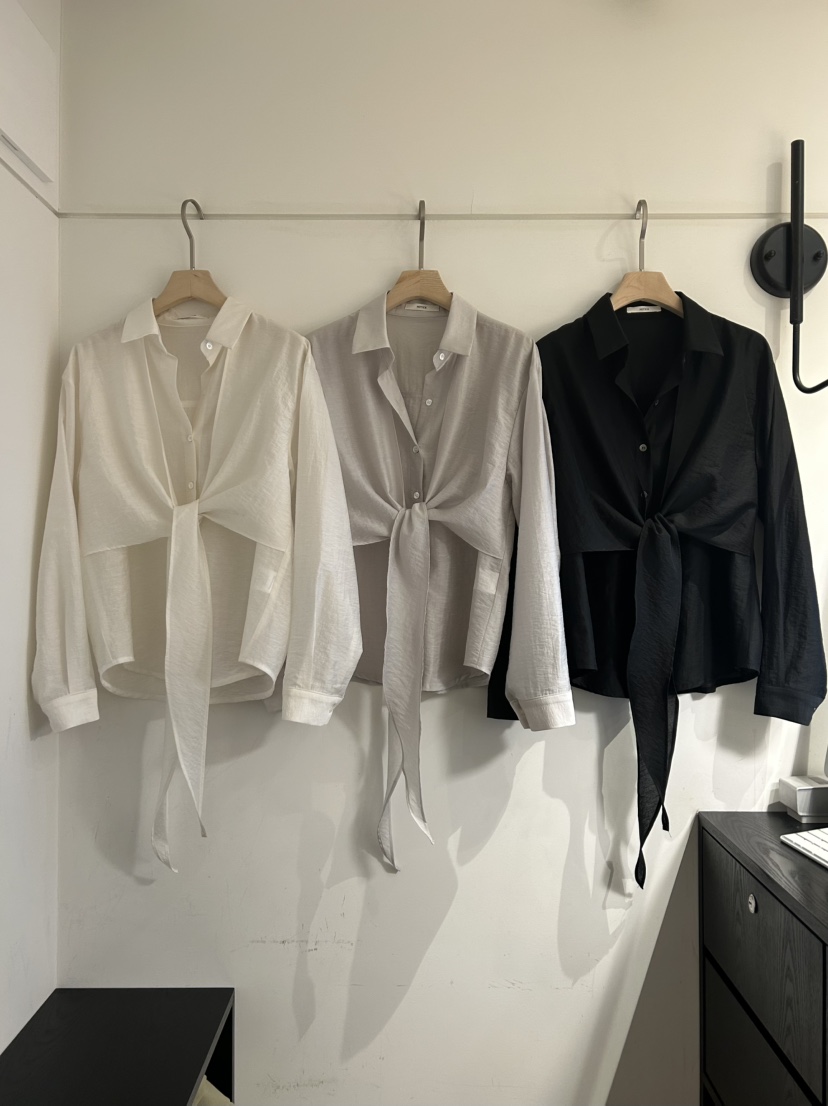 NOTICE韓國東大門直郵女裝新品26春夏人氣襯衫蕾絲衫系帶NOTICE襯衫/蕾絲衫