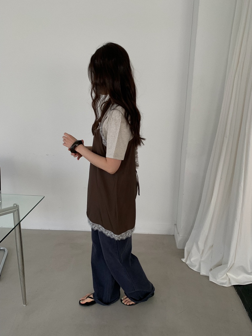 CAMEL-P韓國東大門代購女裝新款人氣吊帶背心蕾絲緞面Came_l 家吊帶/背心