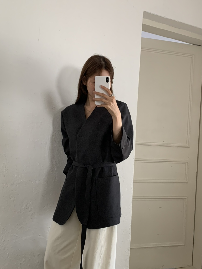 NOTICE韓國直郵女士新品熱賣職業時尚26春夏夾克含腰繩腰帶NOTICE夾克