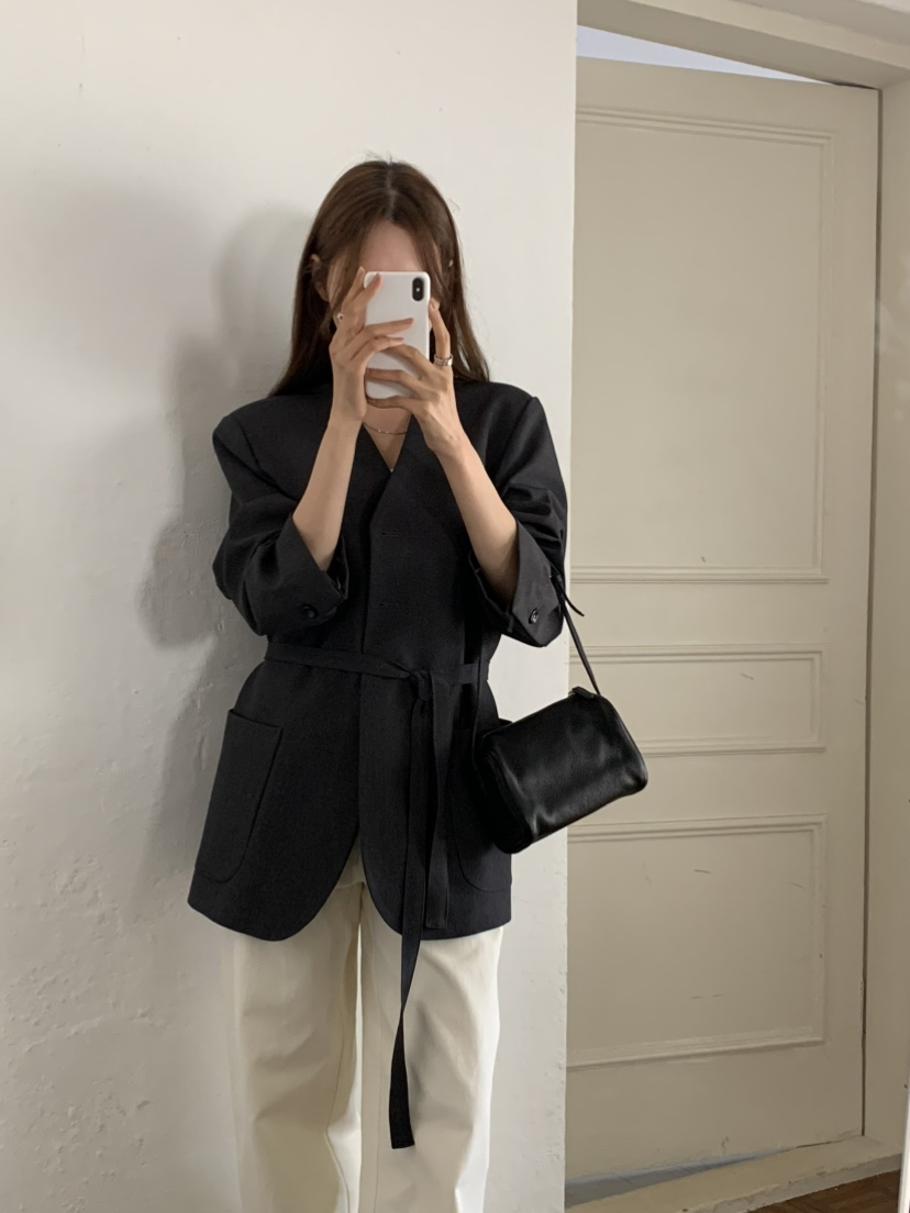 NOTICE韓國直郵女士新品熱賣職業時尚26春夏夾克含腰繩腰帶NOTICE夾克