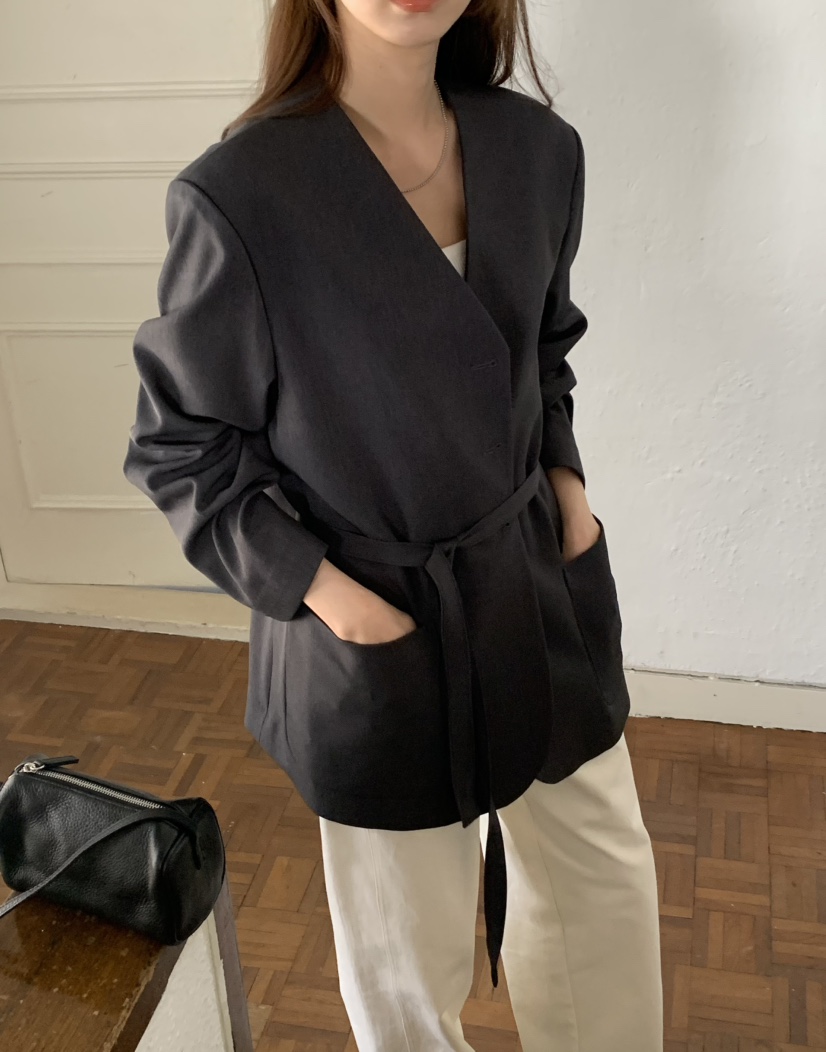 NOTICE韓國直郵女士新品熱賣職業時尚26春夏夾克含腰繩腰帶NOTICE夾克