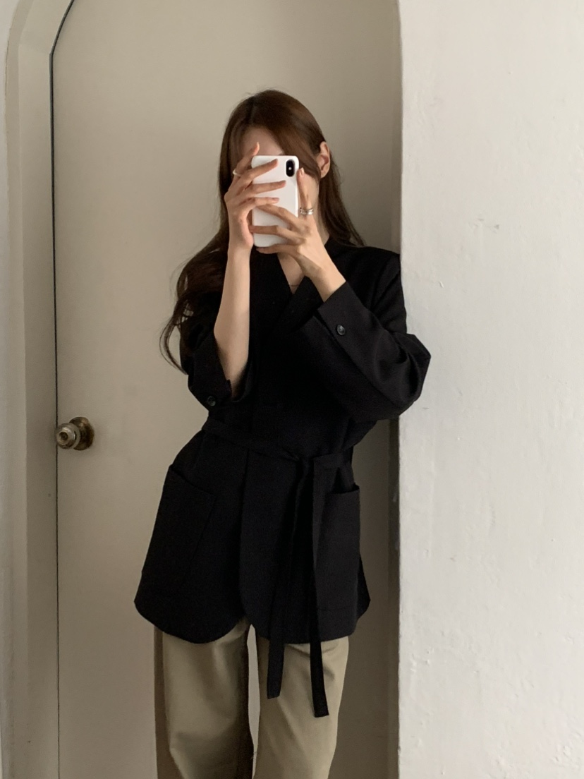 NOTICE韓國直郵女士新品熱賣職業時尚26春夏夾克含腰繩腰帶NOTICE夾克