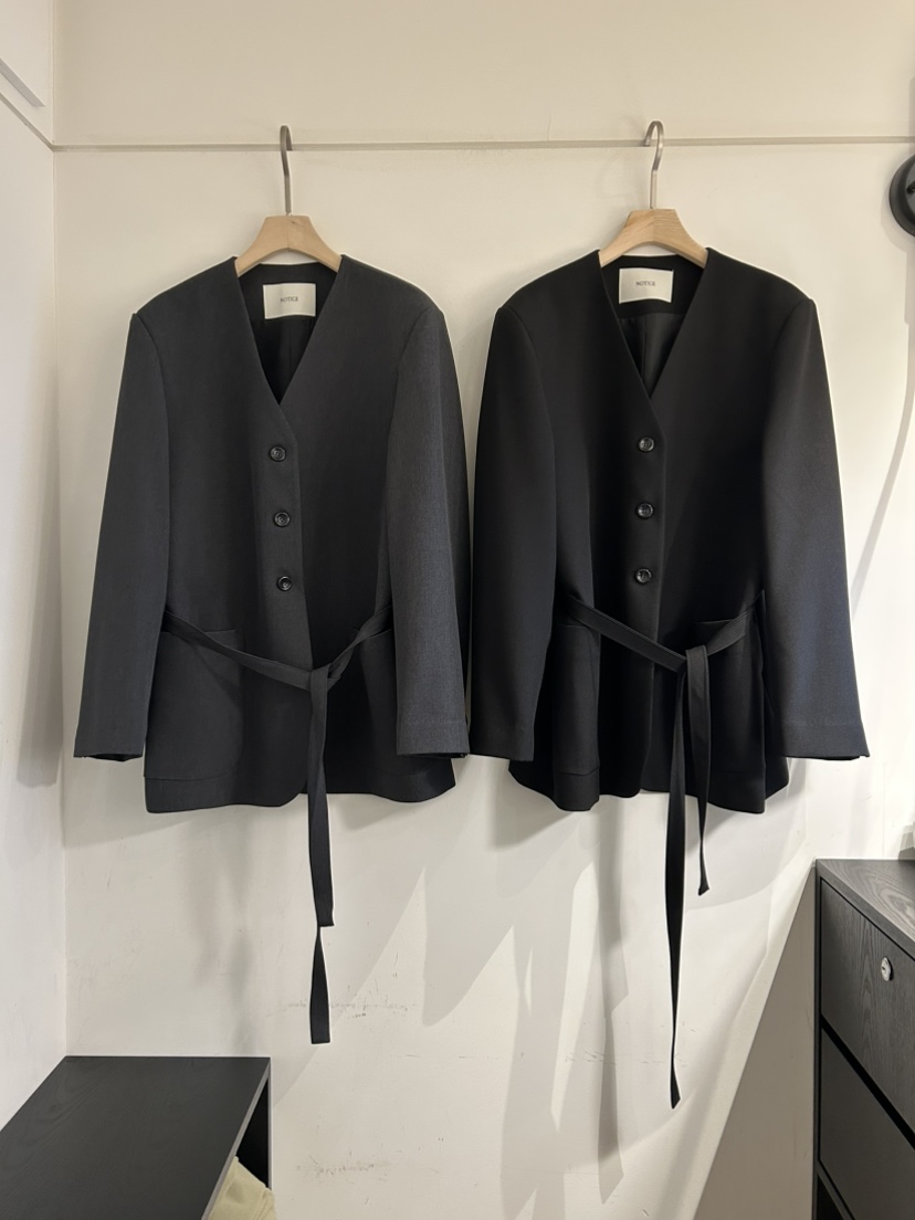 NOTICE韓國直郵女士新品熱賣職業時尚26春夏夾克含腰繩腰帶NOTICE夾克圖色2左二色