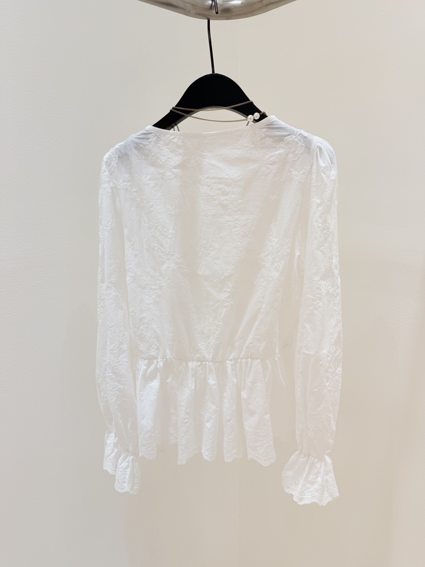 CORAL韓國代購女士新款職業熱賣人氣襯衫蕾絲衫不含項鏈刺繡CORAL襯衫/蕾絲衫