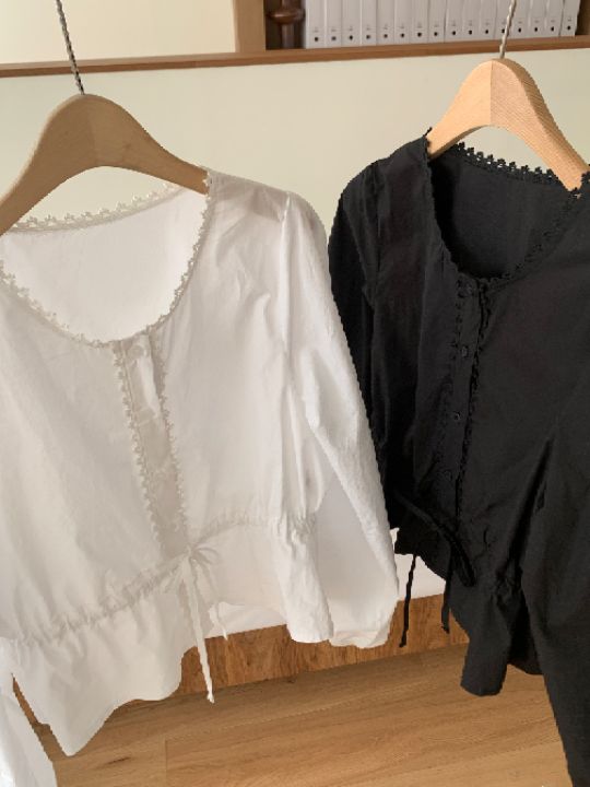 KOMOREBI韓國直郵實拍女士新款推薦時尚熱賣襯衫蕾絲衫蕾絲KOMOREBI襯衫/蕾絲衫