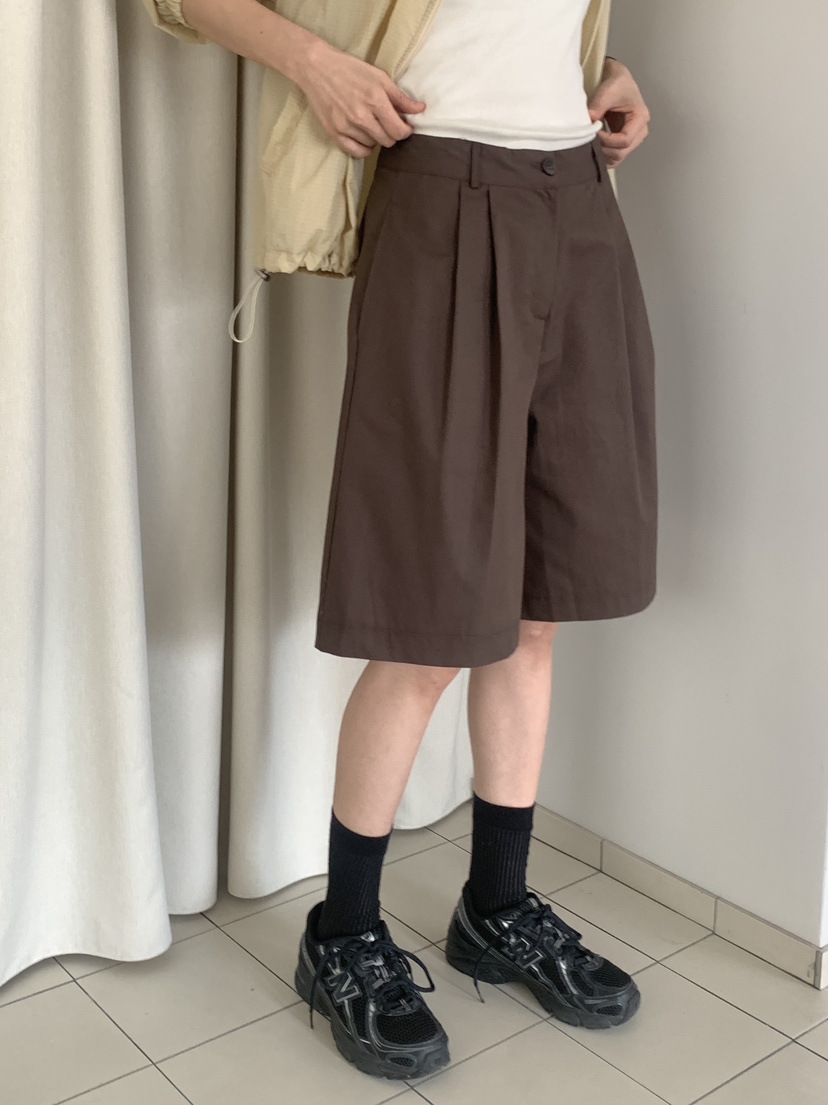 WOOD韓國代購女裝新品時尚推薦休閑熱賣人氣職業26春夏短褲棉WOOD短褲