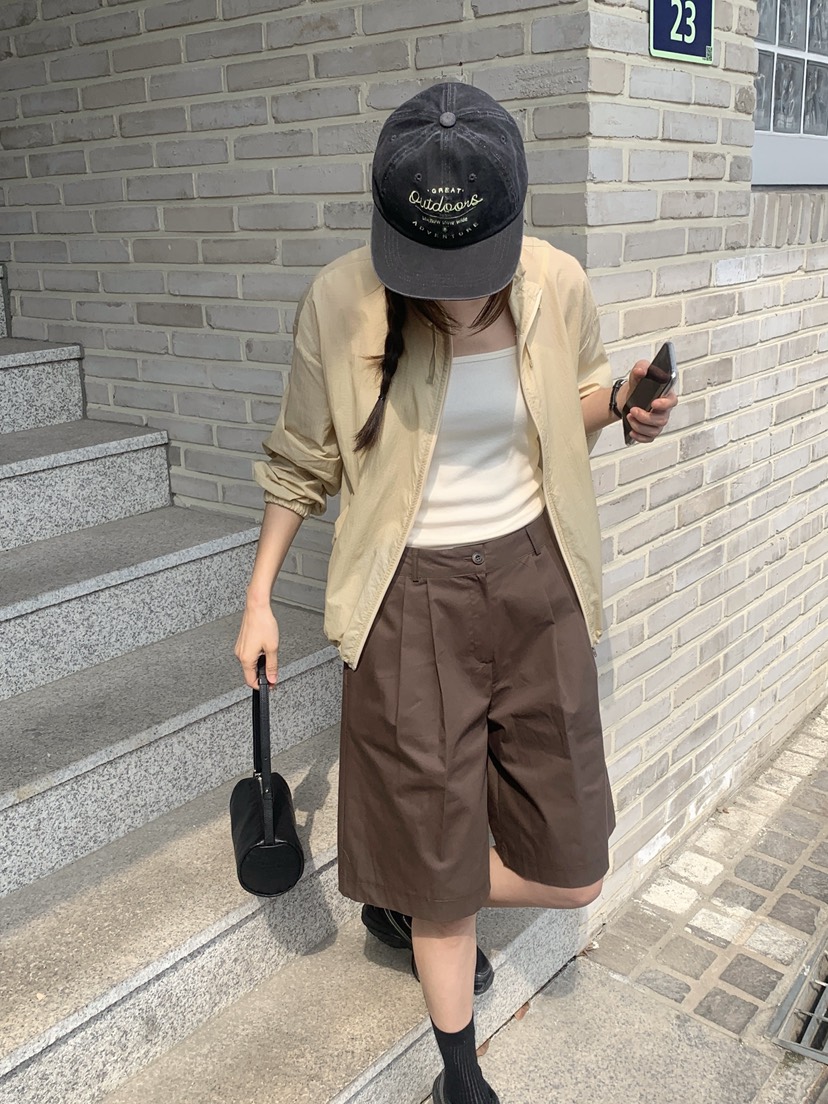 WOOD韓國代購女裝新品時尚推薦休閑熱賣人氣職業26春夏短褲棉WOOD短褲