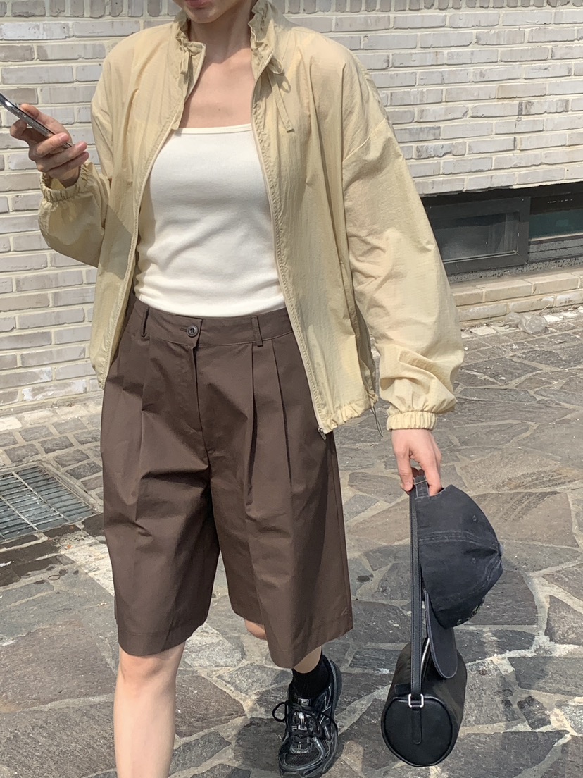 WOOD韓國代購女裝新品時尚推薦休閑熱賣人氣職業26春夏短褲棉WOOD短褲