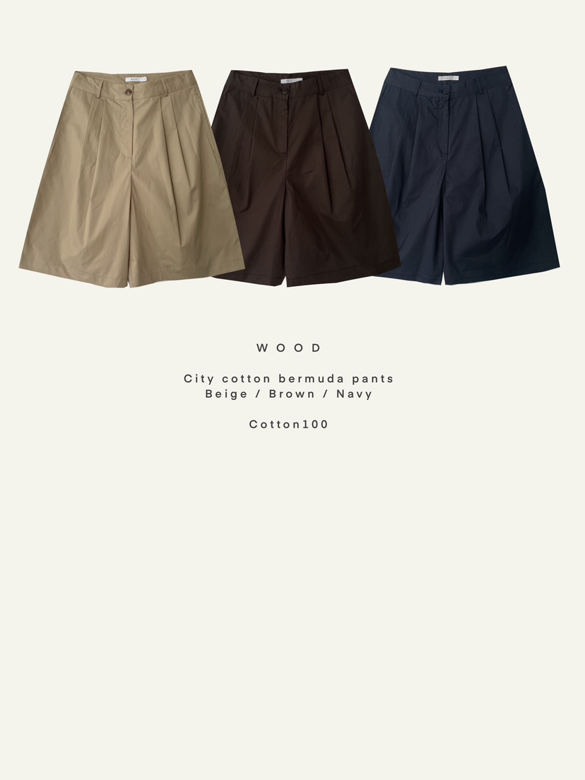 WOOD韓國代購女裝新品時尚推薦休閑熱賣人氣職業26春夏短褲棉WOOD短褲圖色2左二色