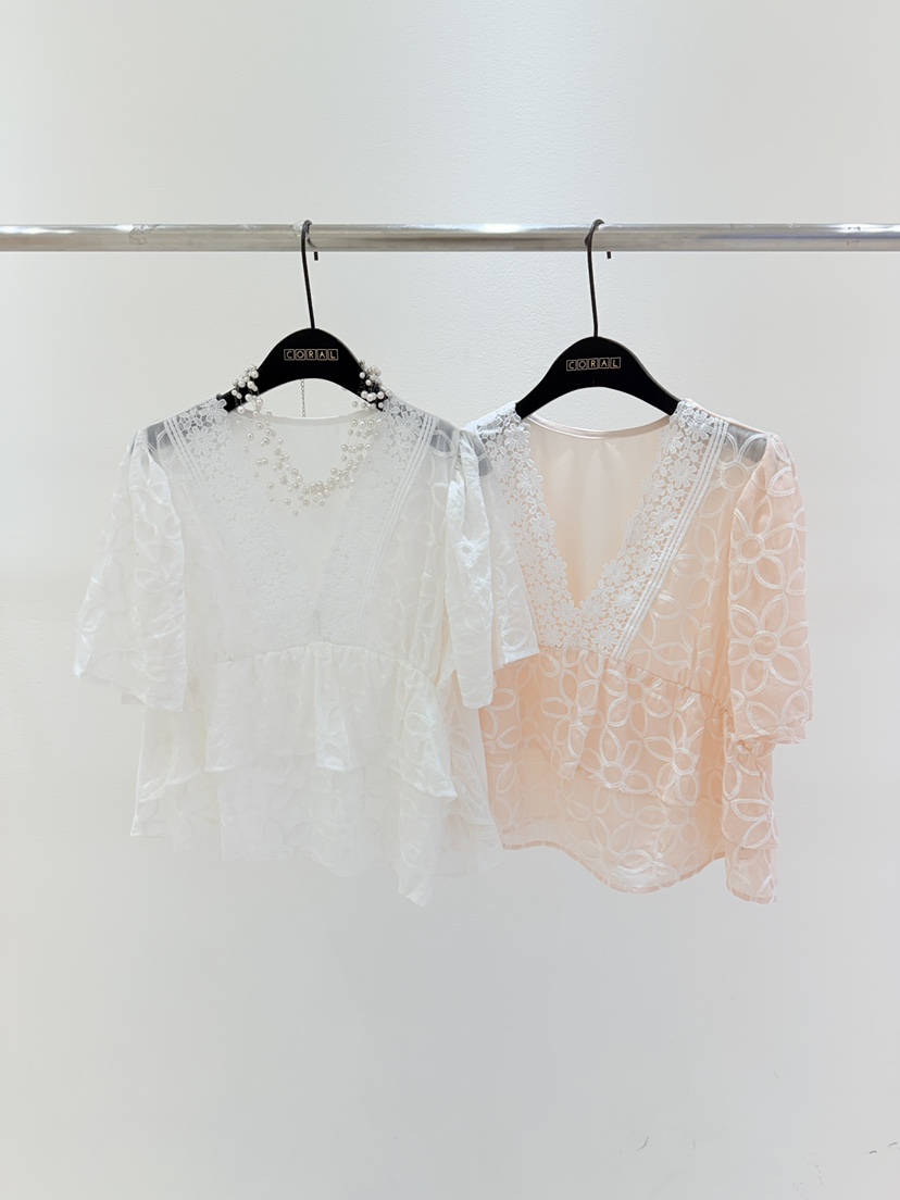 CORAL韓國直郵女裝新品熱賣26春夏人氣時尚推薦襯衫蕾絲衫CORAL襯衫/蕾絲衫