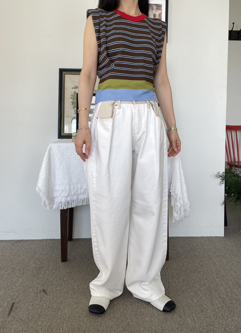 EDITION-P東大門實拍女裝新款休閑推薦吊帶背心條紋絎縫EDITION/CHAHEE吊帶/背心