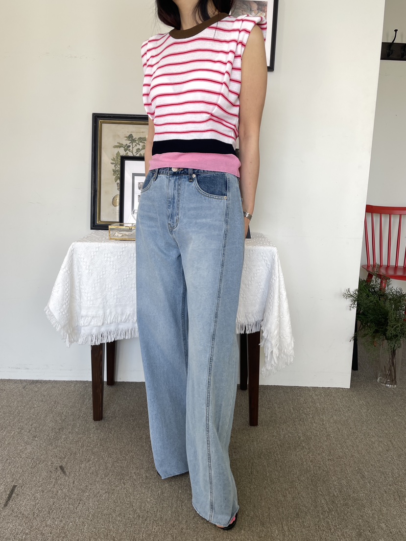 EDITION-P東大門實拍女裝新款休閑推薦吊帶背心條紋絎縫EDITION/CHAHEE吊帶/背心