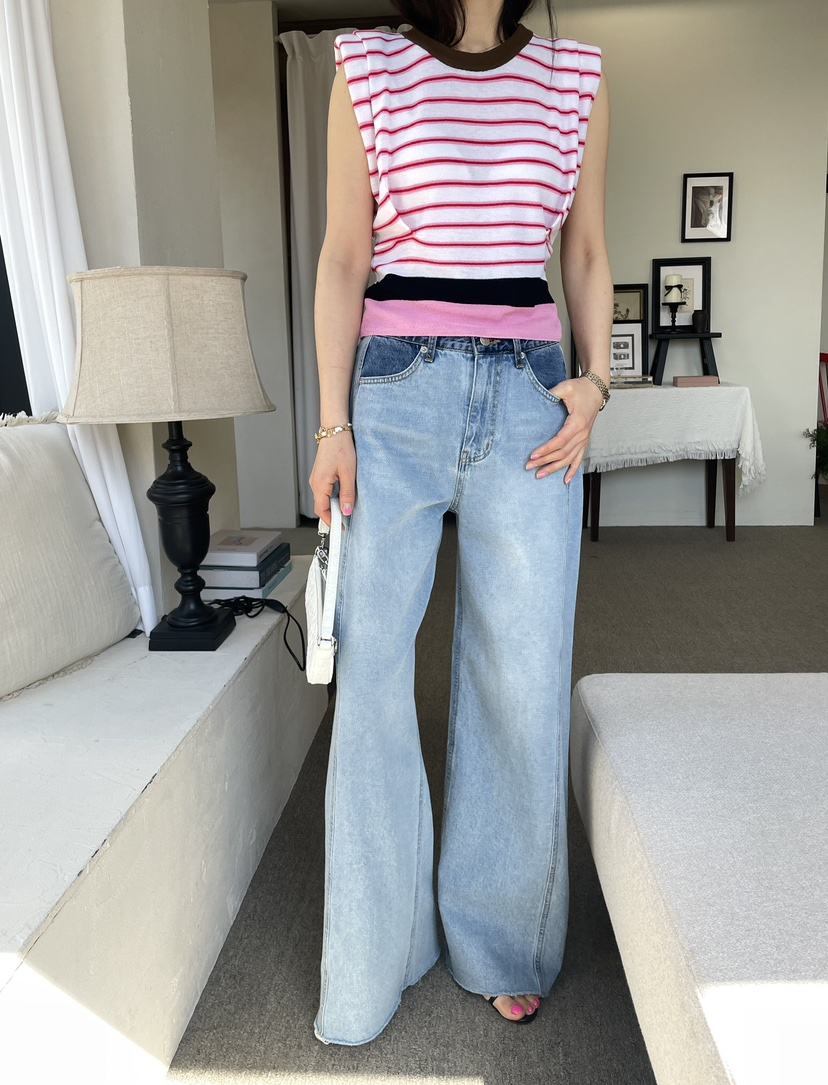 EDITION-P東大門實拍女裝新款休閑推薦吊帶背心條紋絎縫EDITION/CHAHEE吊帶/背心