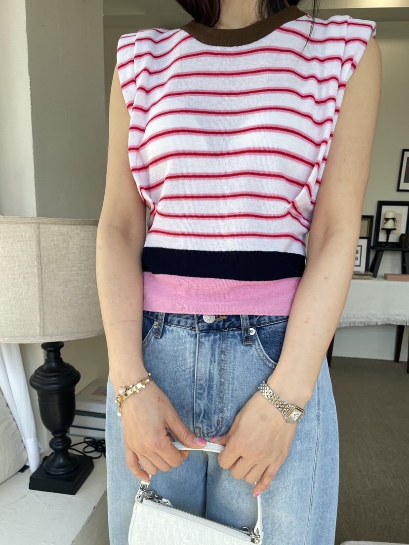 EDITION-P東大門實拍女裝新款休閑推薦吊帶背心條紋絎縫EDITION/CHAHEE吊帶/背心