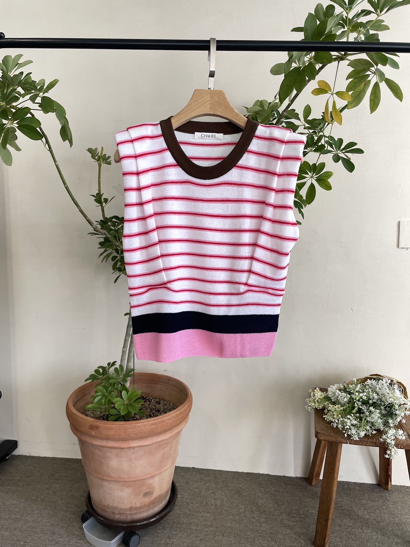 EDITION-P東大門實拍女裝新款休閑推薦吊帶背心條紋絎縫EDITION/CHAHEE吊帶/背心圖色1