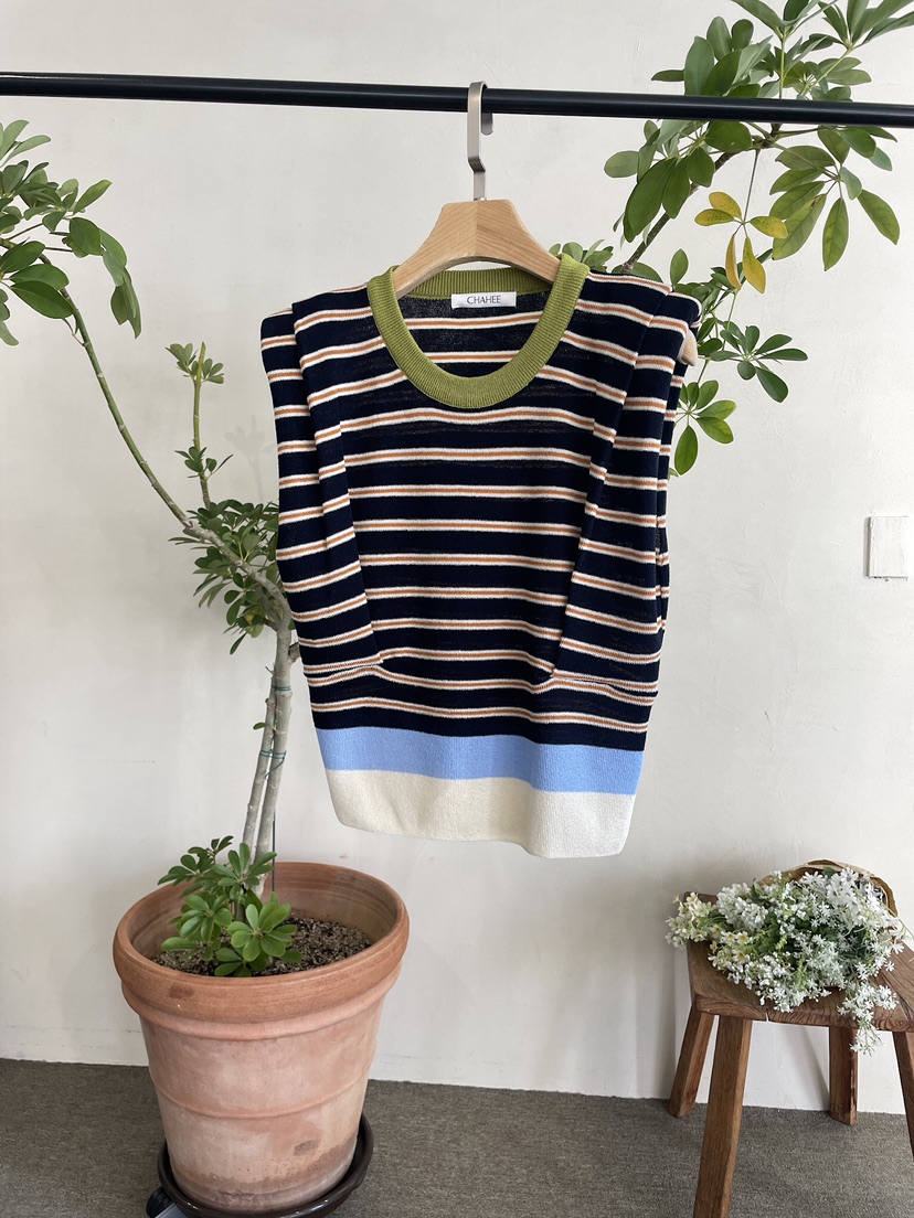 EDITION-P東大門實拍女裝新款休閑推薦吊帶背心條紋絎縫EDITION/CHAHEE吊帶/背心圖色3