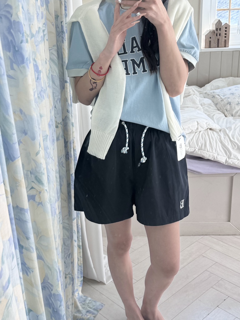 BUTTER-P東大門直郵女士新款人氣時尚26春夏休閑短褲刺繡BUTTER-P短褲