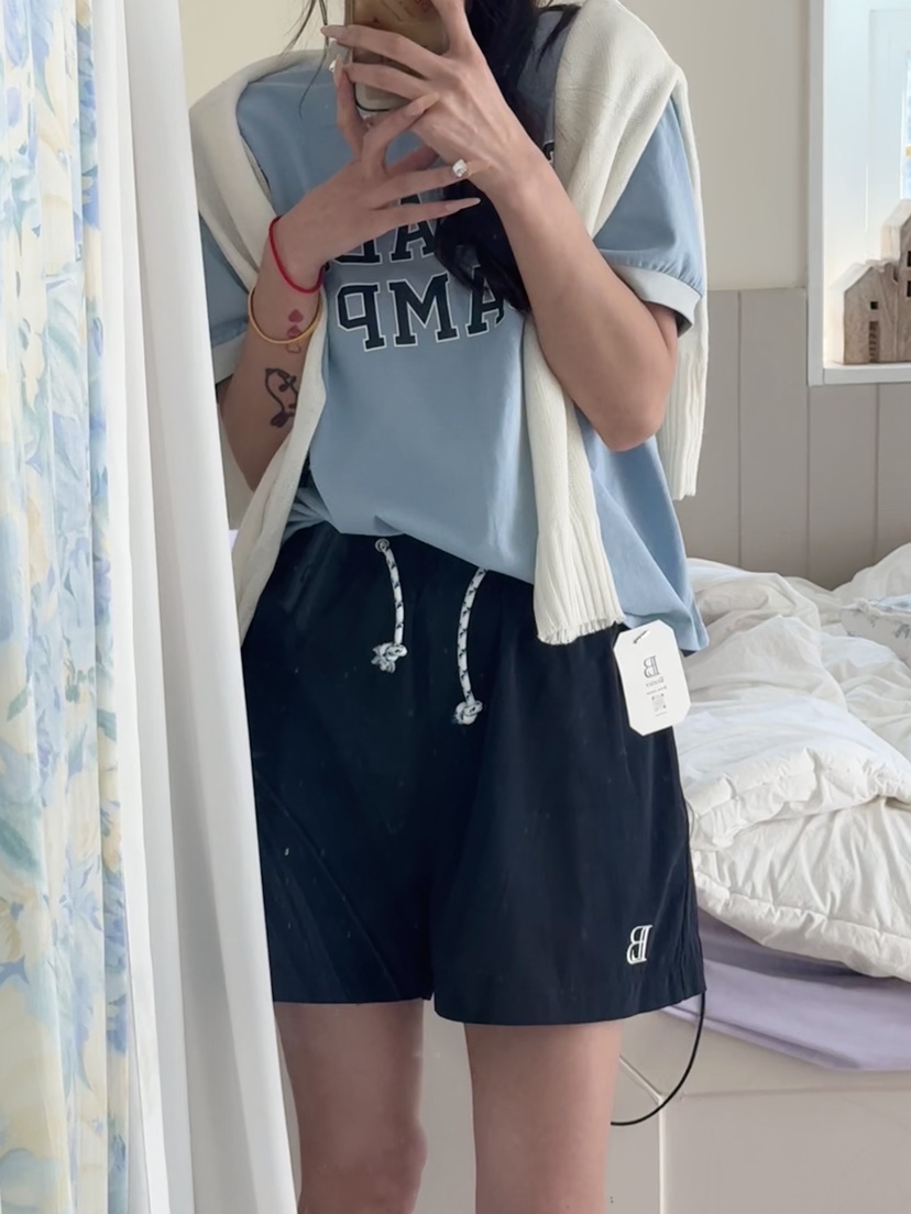 BUTTER-P東大門直郵女士新款人氣時尚26春夏休閑短褲刺繡BUTTER-P短褲