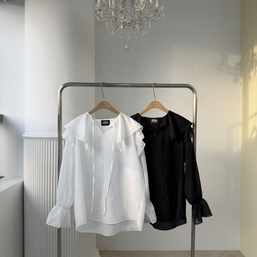 PALETTE-Q韓國直郵女士新款推薦26春夏休閑襯衫蕾絲衫蕾絲PALETTE-Q襯衫/蕾絲衫