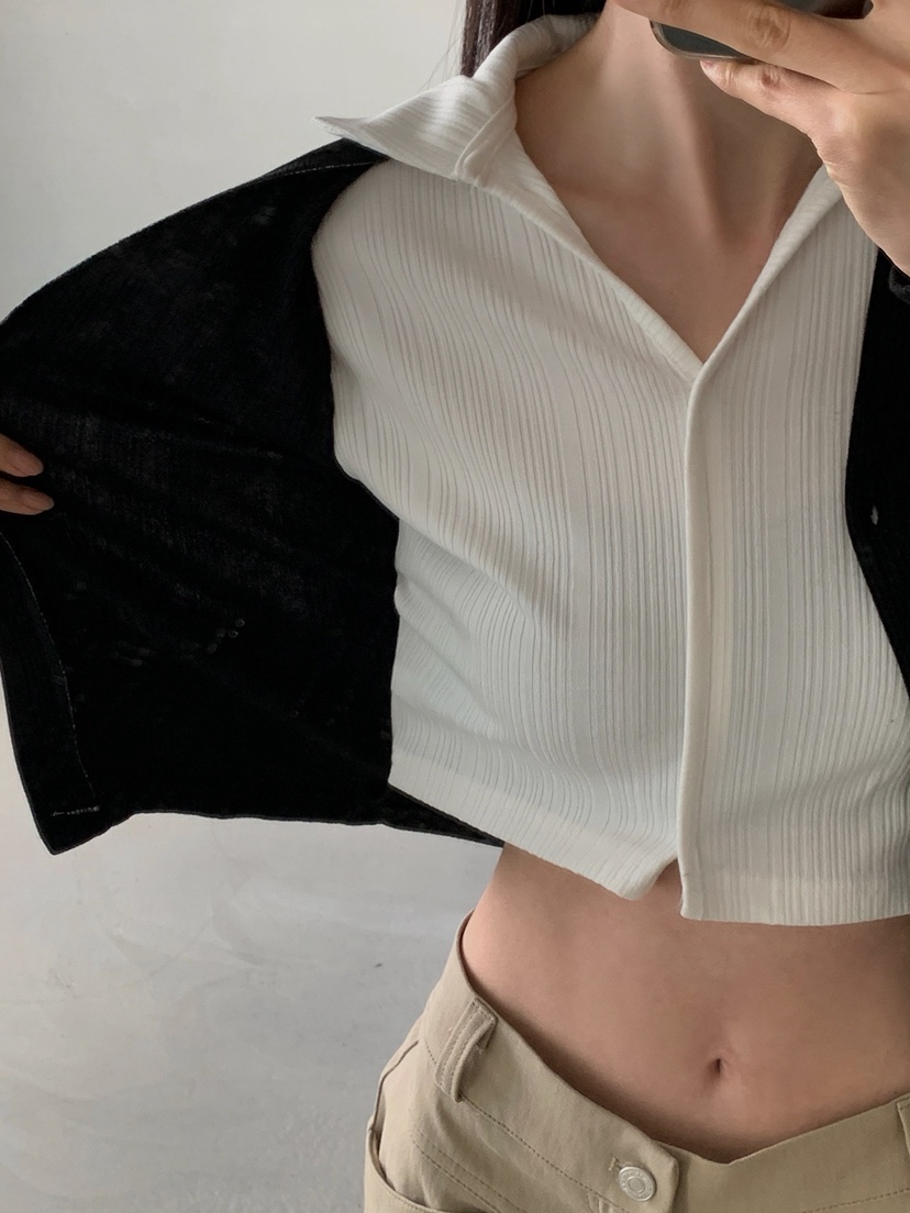 VERANDA東大門實拍女裝新品職業時尚推薦休閑長袖T恤假兩件VERANDA長袖T恤