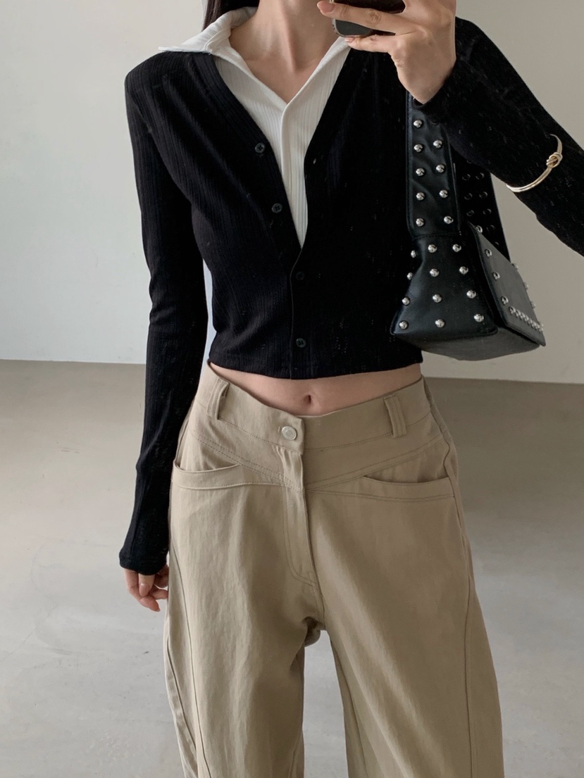 VERANDA東大門實拍女裝新品職業時尚推薦休閑長袖T恤假兩件VERANDA長袖T恤