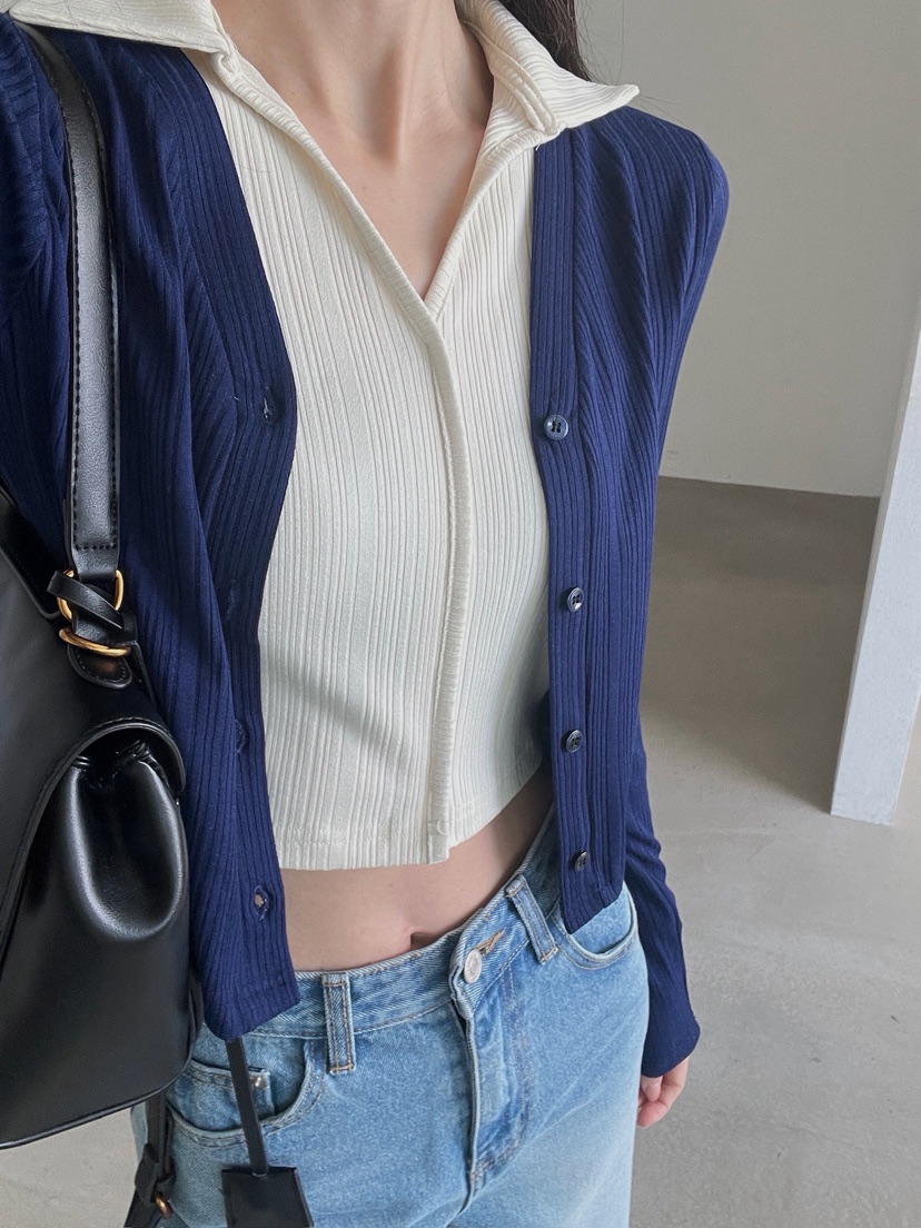 VERANDA東大門實拍女裝新品職業時尚推薦休閑長袖T恤假兩件VERANDA長袖T恤