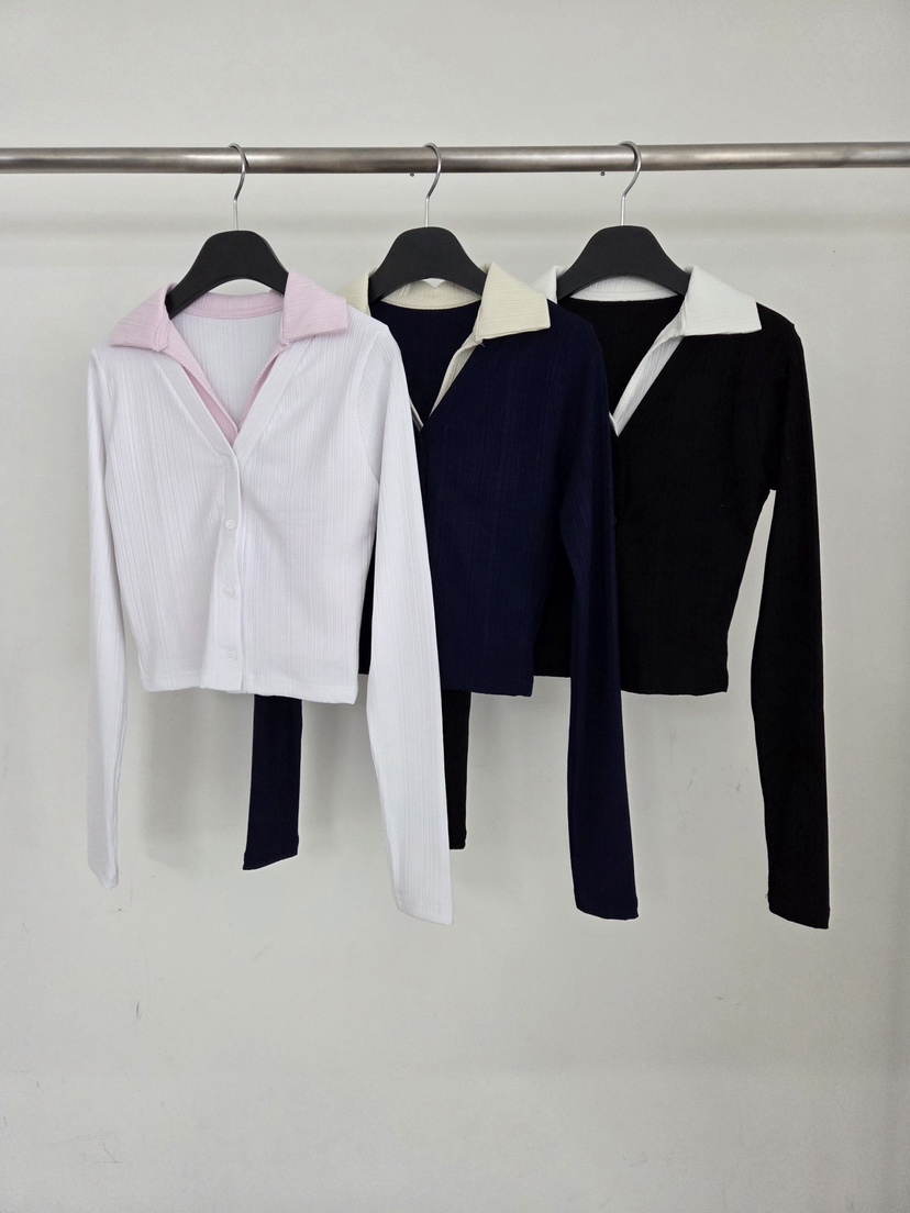 VERANDA東大門實拍女裝新品職業時尚推薦休閑長袖T恤假兩件VERANDA長袖T恤