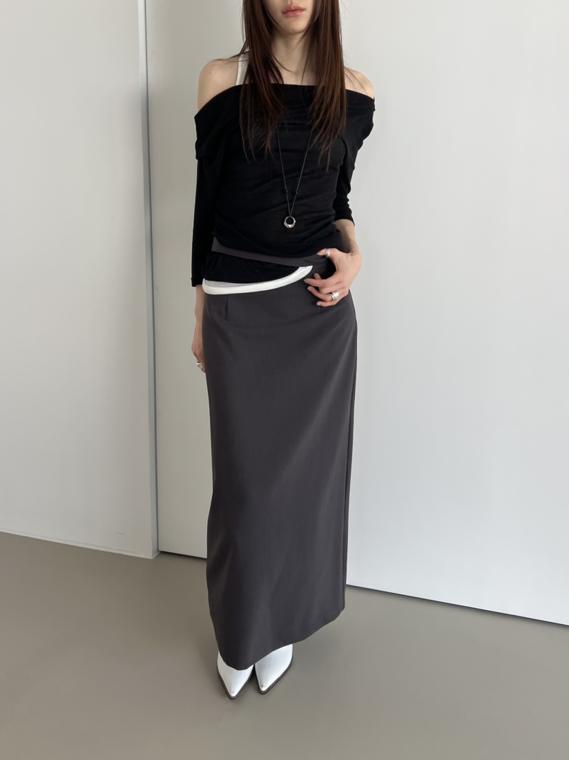 NOVUS韓國直郵女士新款時尚26春夏職業熱賣推薦長裙含腰帶NOVUS長裙