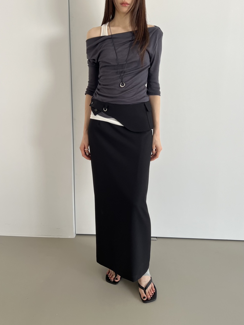 NOVUS韓國直郵女士新款時尚26春夏職業熱賣推薦長裙含腰帶NOVUS長裙