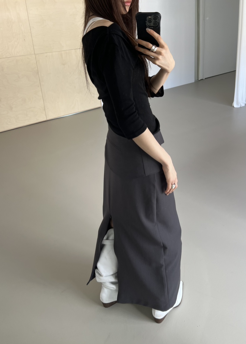 NOVUS韓國直郵女士新款時尚26春夏職業熱賣推薦長裙含腰帶NOVUS長裙