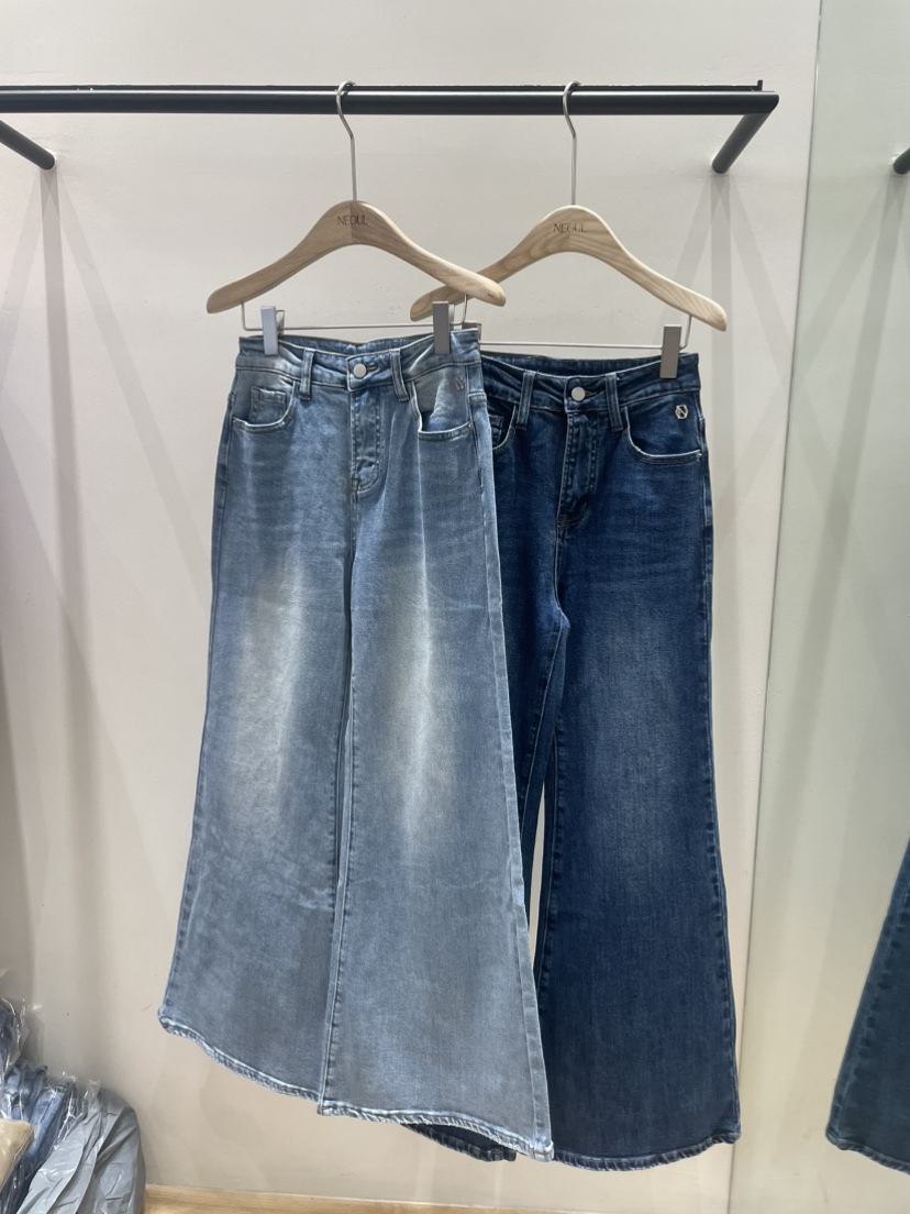 NEOUL韓國東大門代購女士新款人氣職業26春夏熱賣時尚牛仔褲NEOUL/ahin雙領標簽牛仔褲