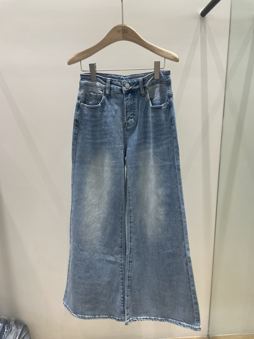 NEOUL韓國東大門代購女士新款人氣職業26春夏熱賣時尚牛仔褲NEOUL/ahin雙領標簽牛仔褲圖色1