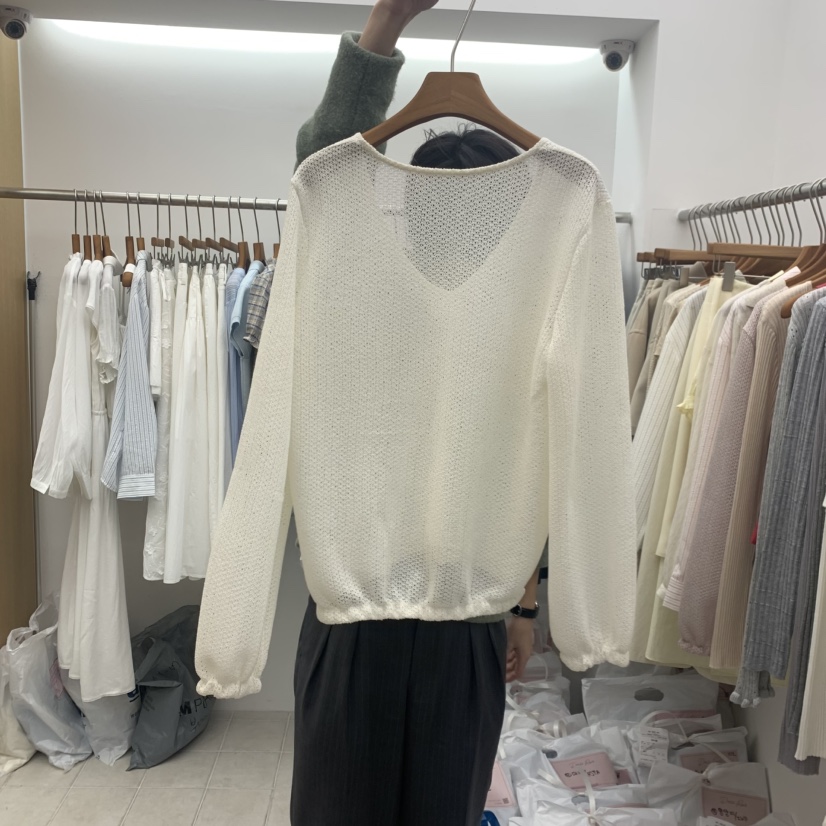 DRESS ROOM韓國東大門直郵女士新款推薦時尚休閑針織衫V領DRESS ROOM針織衫