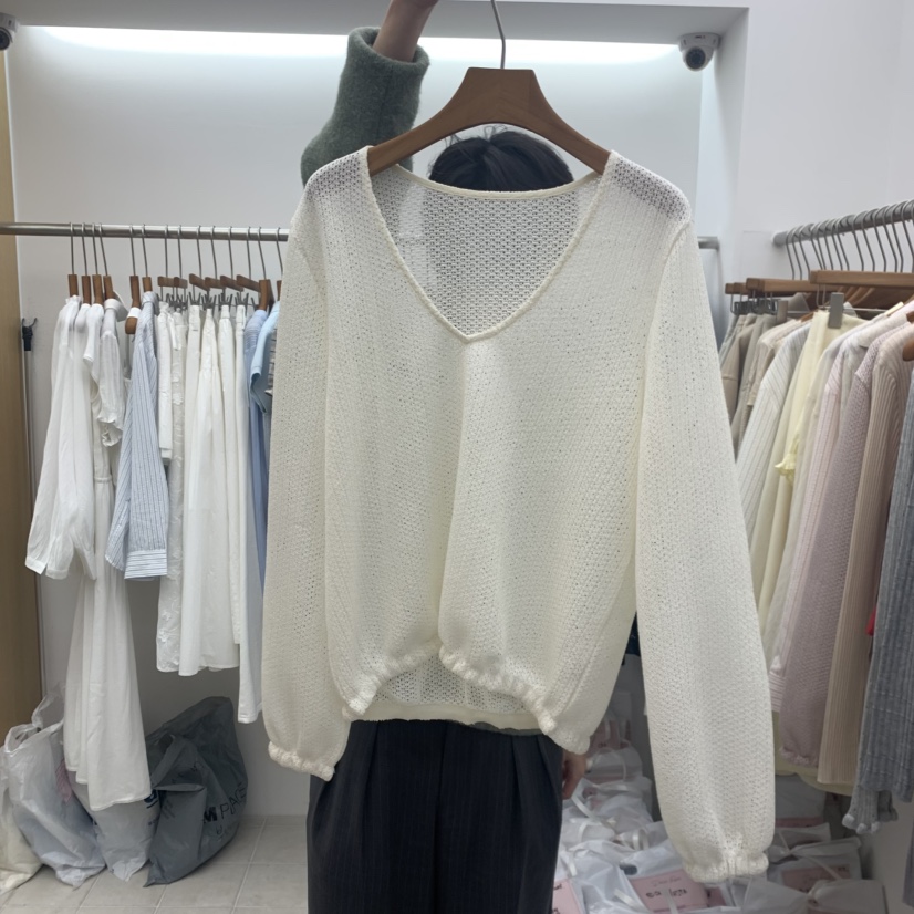 DRESS ROOM韓國東大門直郵女士新款推薦時尚休閑針織衫V領DRESS ROOM針織衫圖色1