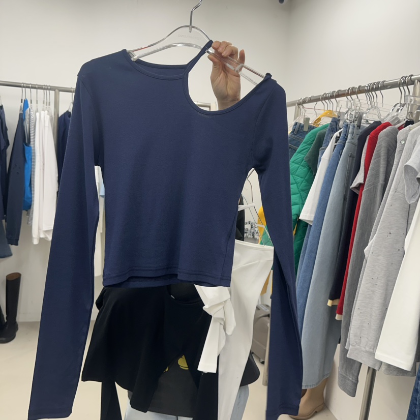 TOPDRESSING韓國東大門直郵女裝新款26春夏熱賣休閑長袖T恤TOPDRESSING長袖T恤圖色2深藍色