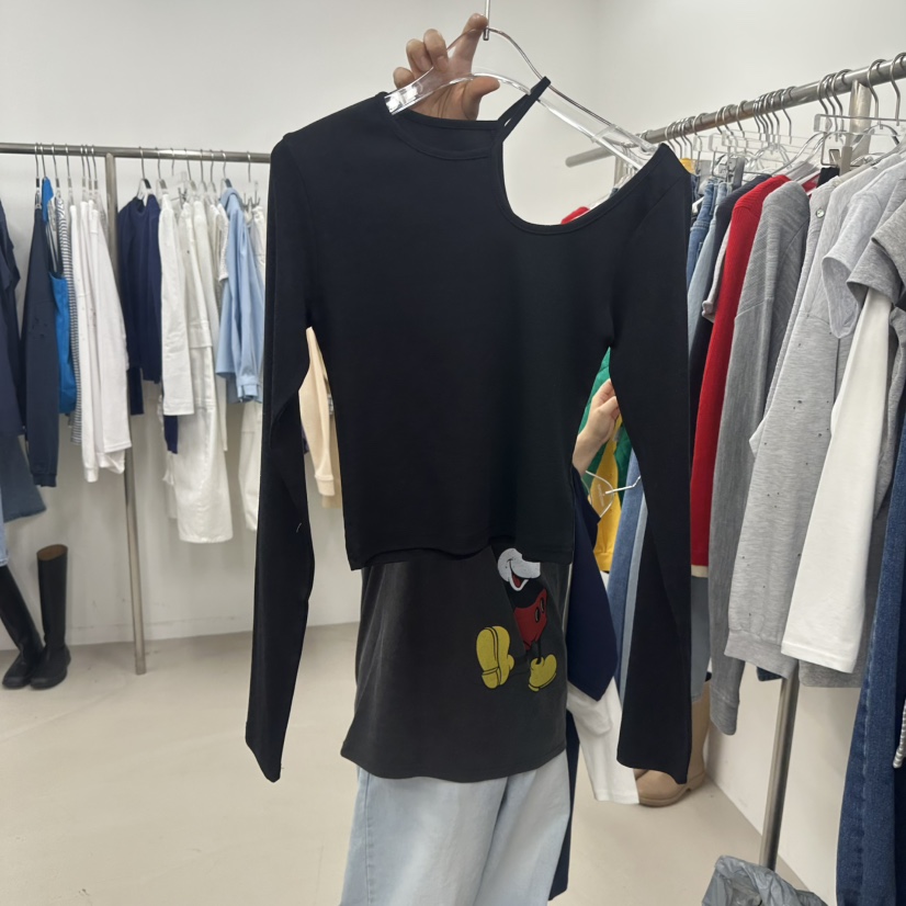 TOPDRESSING韓國東大門直郵女裝新款26春夏熱賣休閑長袖T恤TOPDRESSING長袖T恤圖色3黑色