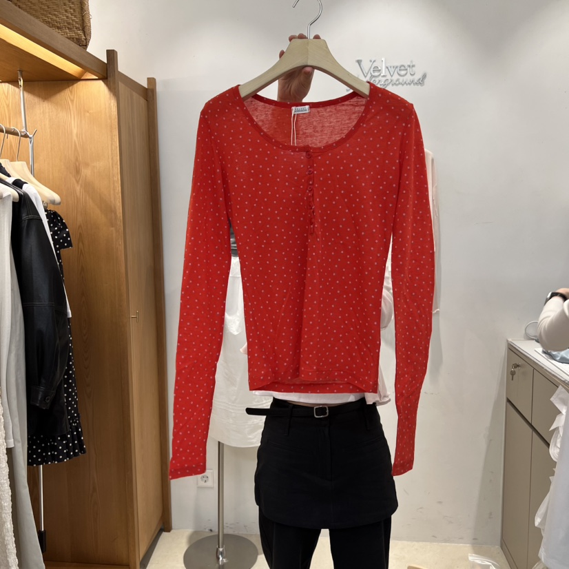 VELVET UNDERGROUND韓國代購女裝新品時尚休閑長袖T恤紐扣VELVET UNDERGROUND長袖T恤圖色3