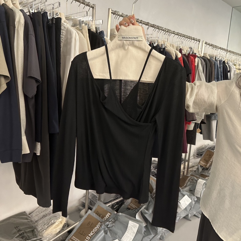 DOUBLE STANDARD/LE SMOKING/MAISONSTAFF韓國東大門直郵女裝新款推薦長袖T恤假兩件MAISONSTAFF長袖T恤圖色2