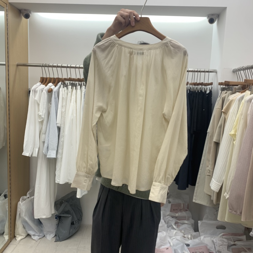 DRESS ROOM韓國東大門代購女裝新款熱賣26春夏襯衫蕾絲衫褶皺DRESS ROOM襯衫/蕾絲衫