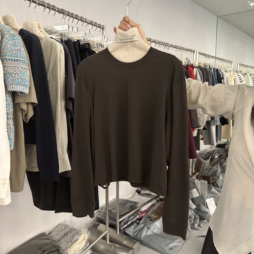 DOUBLE STANDARD/LE SMOKING/MAISONSTAFF韓國東大門直郵女士新品熱賣長袖T恤MAISONSTAFF長袖T恤圖色2棕色
