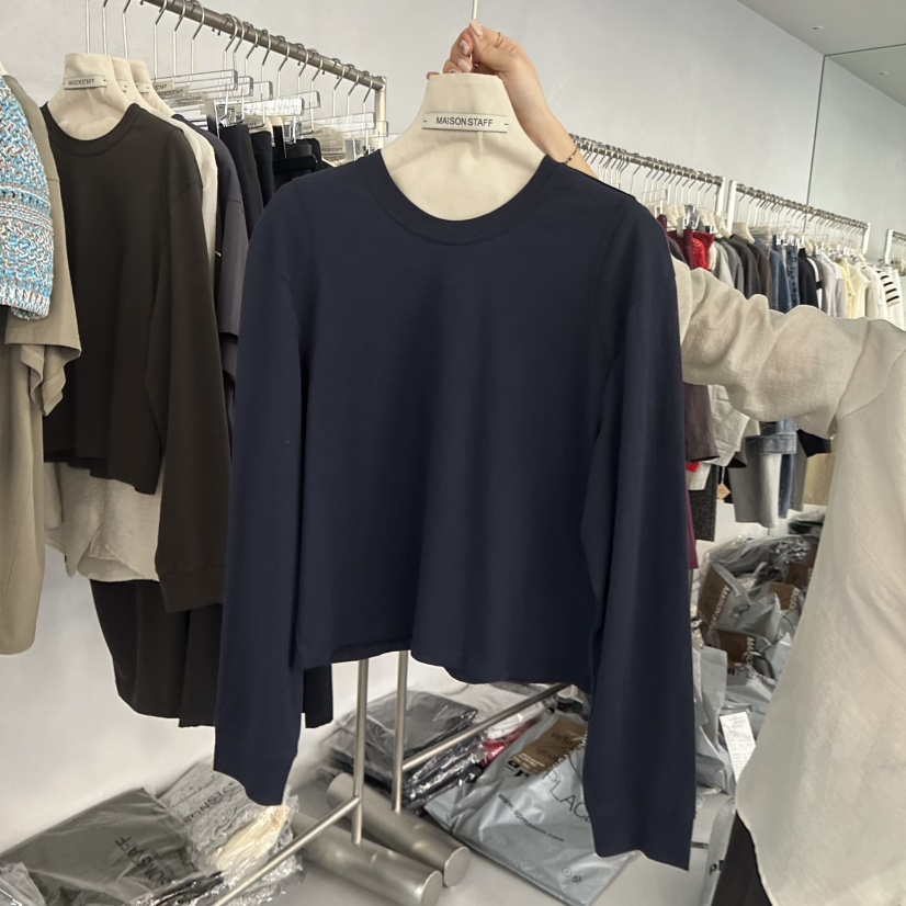 DOUBLE STANDARD/LE SMOKING/MAISONSTAFF韓國東大門直郵女士新品熱賣長袖T恤MAISONSTAFF長袖T恤圖色3深藍色