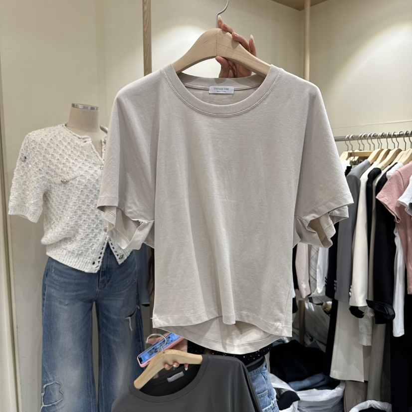 VINTAGE VIBE韓國東大門直郵女裝新款推薦休閑人氣職業T恤VINTAGE VIBET恤圖色1