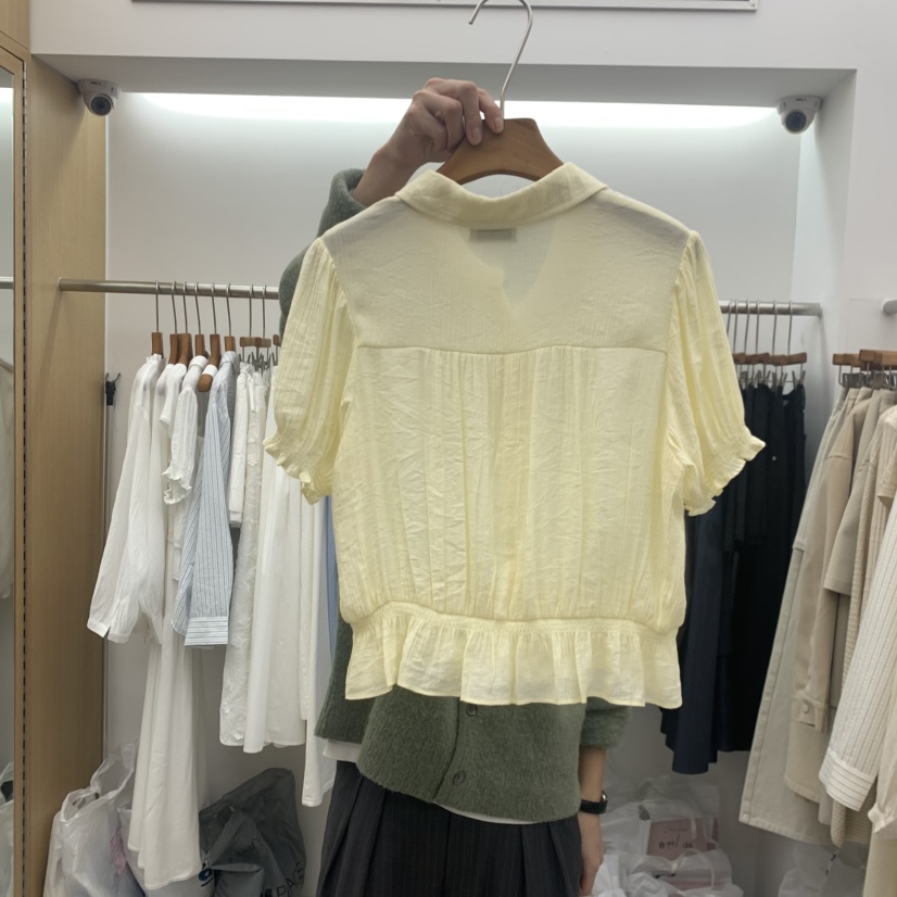 DRESS ROOM韓國直郵實拍女士新款推薦26春夏襯衫蕾絲衫圓領DRESS ROOM襯衫/蕾絲衫