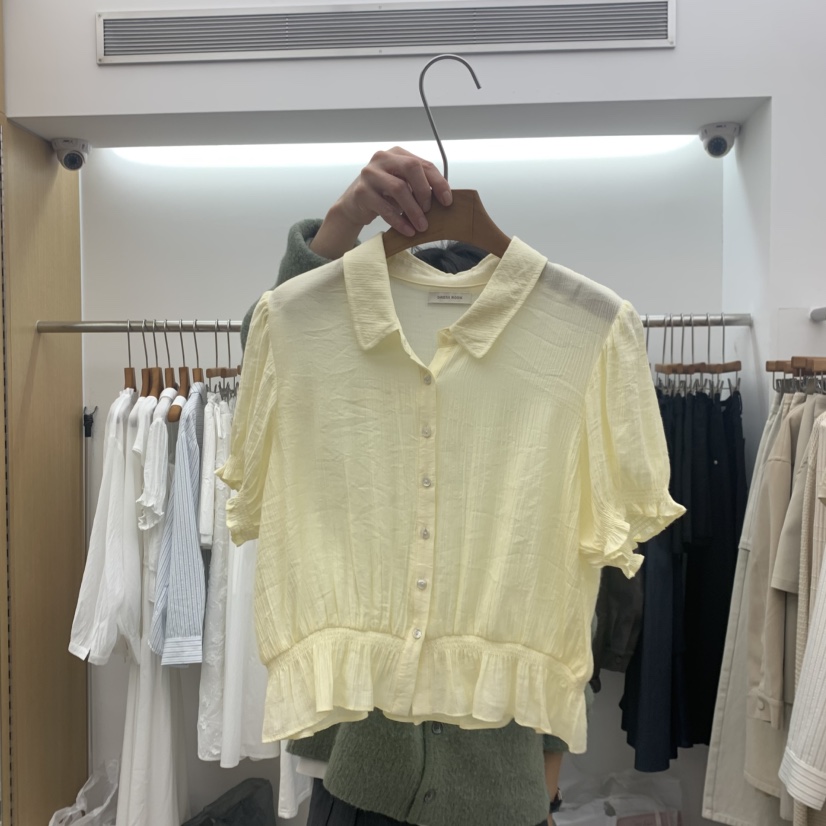 DRESS ROOM韓國直郵實拍女士新款推薦26春夏襯衫蕾絲衫圓領DRESS ROOM襯衫/蕾絲衫圖色1