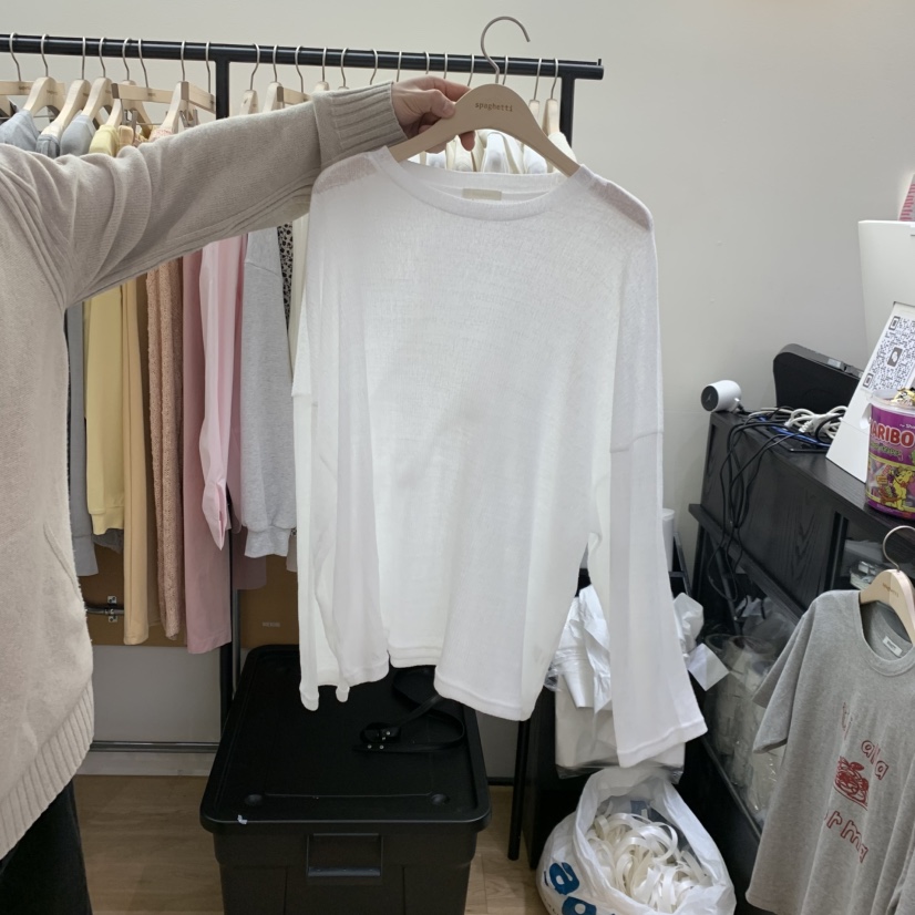 SPAGHETTI韓國代購女裝新品休閑職業熱賣時尚長袖T恤羅紋spaghetti長袖T恤圖色3