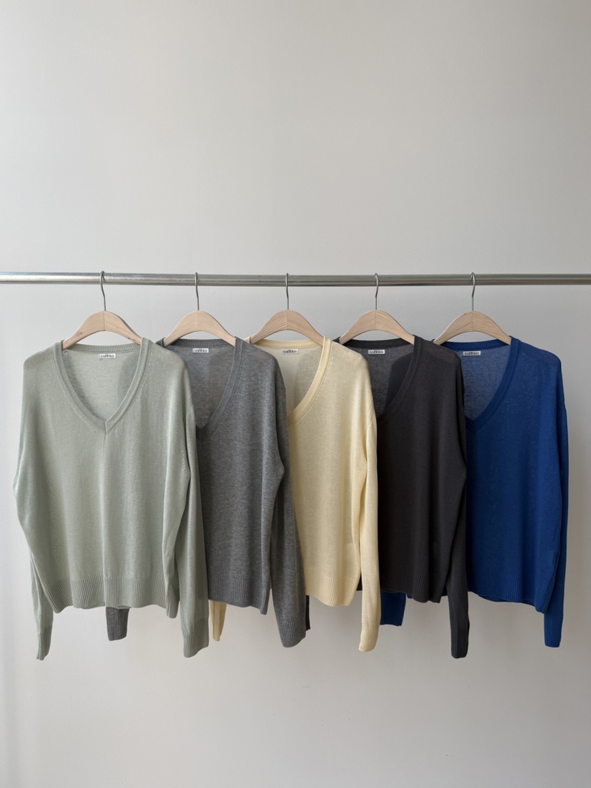 TAFFETA/MURET韓國東大門代購女士新品休閑針織衫V領亞麻TAFFETA/MURET針織衫