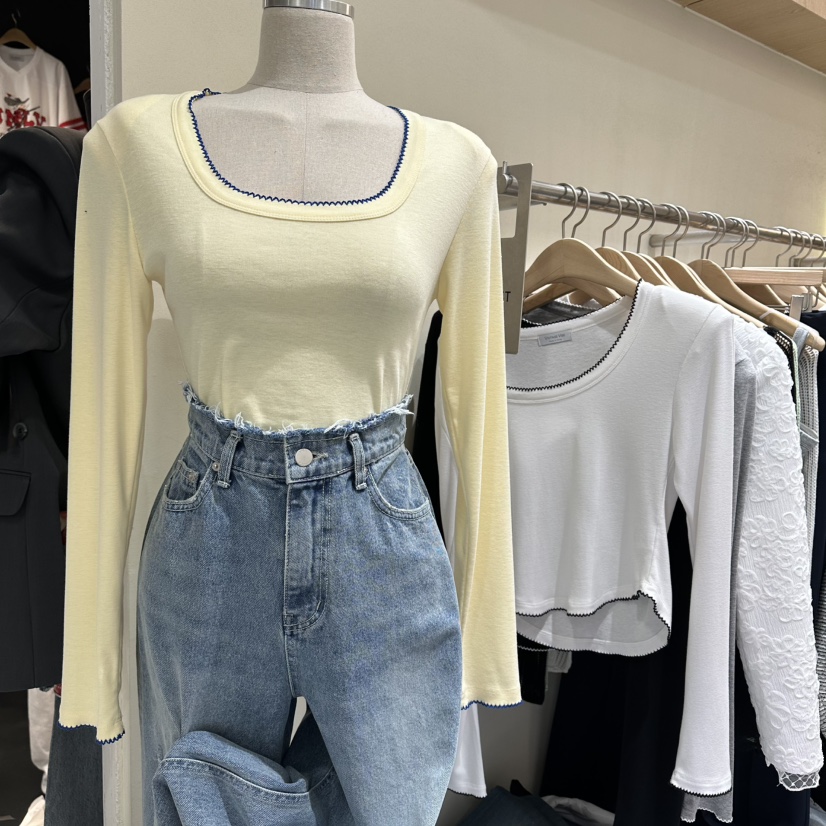 VINTAGE VIBE韓國代購女裝新款時尚職業26春夏長袖T恤刺繡VINTAGE VIBE長袖T恤