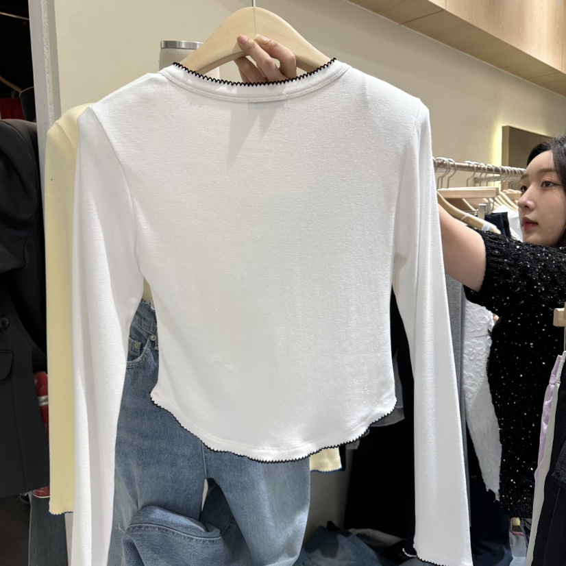 VINTAGE VIBE韓國代購女裝新款時尚職業26春夏長袖T恤刺繡VINTAGE VIBE長袖T恤