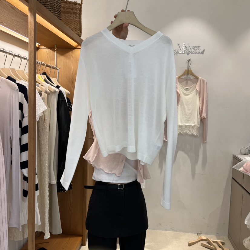 VELVET UNDERGROUND韓國代購女裝新款人氣熱賣針織衫透明VELVET UNDERGROUND針織衫圖色1