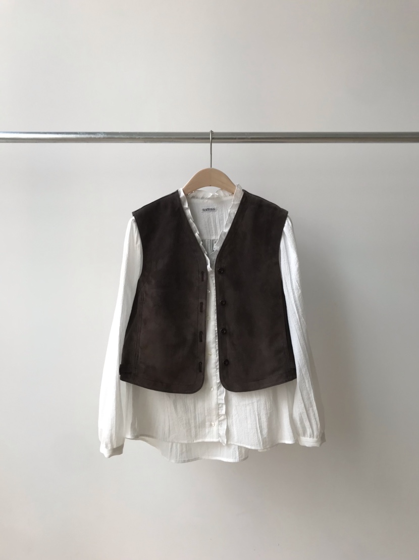 TAFFETA/MURET韓國東大門代購女裝新品推薦熱賣馬甲麂皮TAFFETA/MURET馬甲